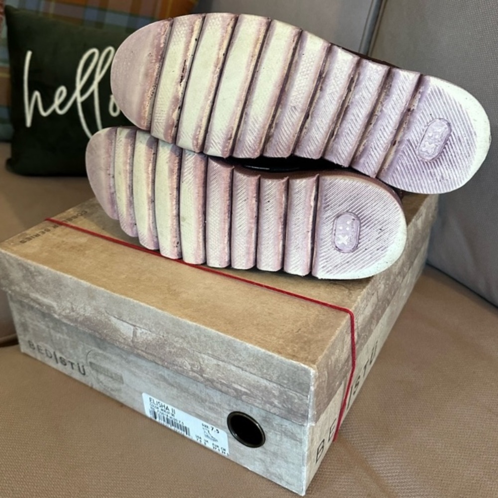 BED STU Boots RARE MERLOT ELISHA II Leather Moto Red Burgundy Black Size 7.5 - Picture 14 of 14